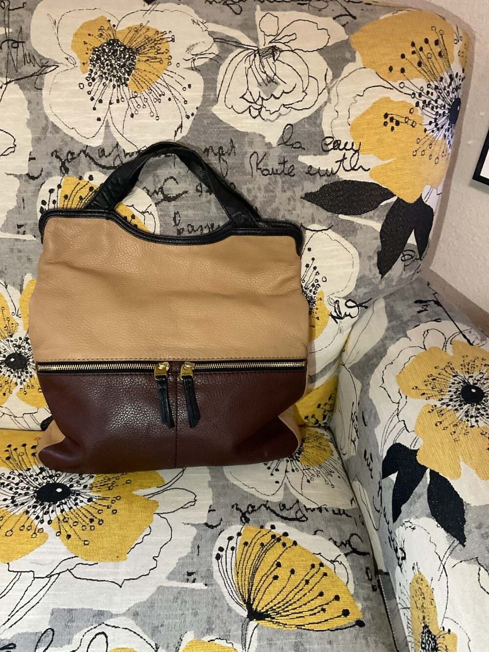 Fossil Erin Leather Fold-Over Crossbody Tote Bag